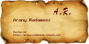 Arany Radamesz névjegykártya
